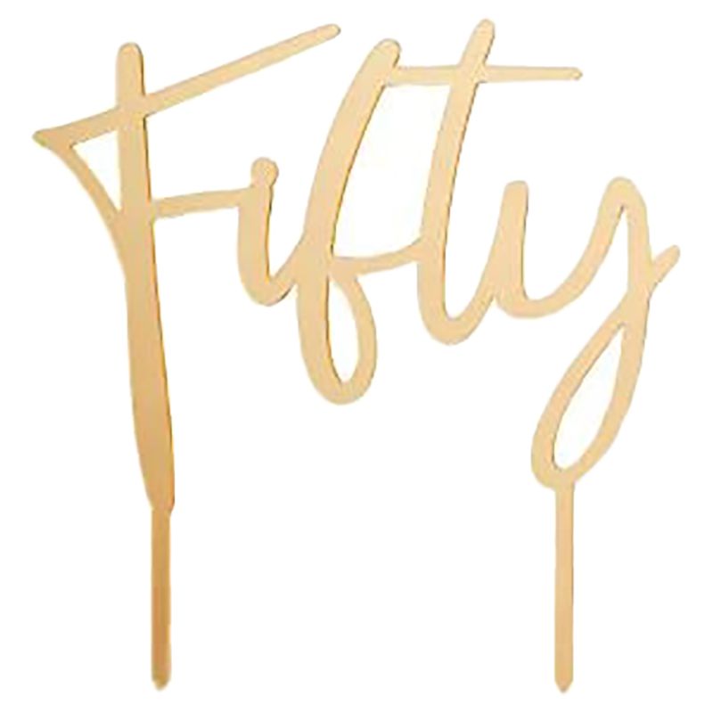 Hootyballoo - 'Fifty' Acrylic Cake Topper - Gold