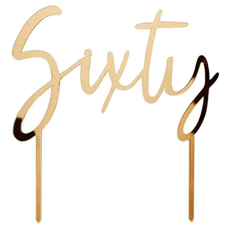 Hootyballoo - 'Sixty' Acrylic Cake Topper - Gold