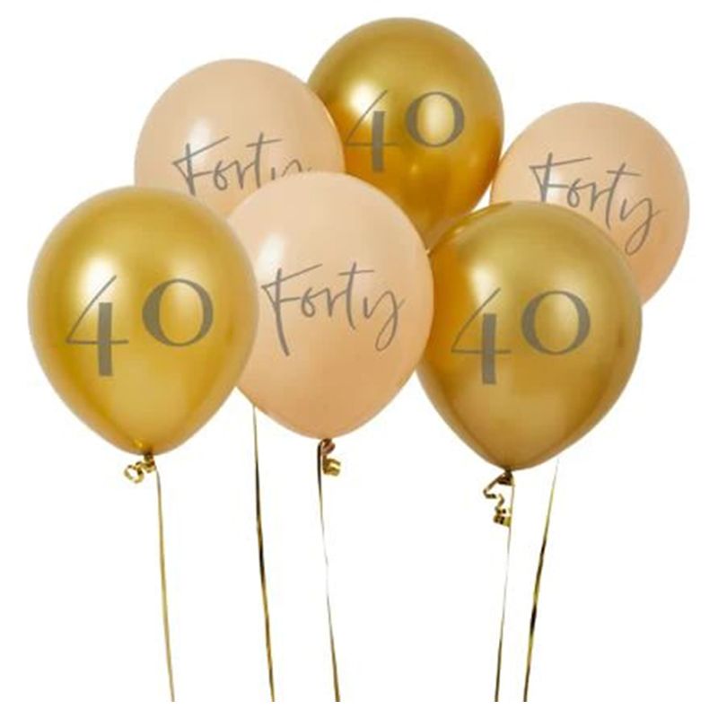 Hootyballoo - 'Forty' Latex Balloons - 6pcs - Gold & Nude