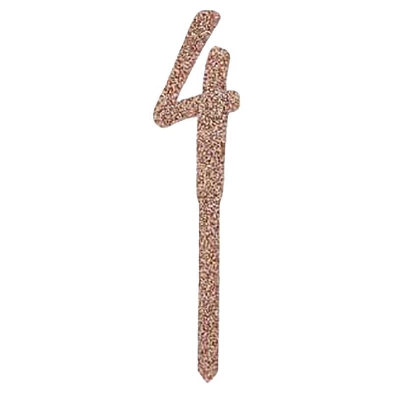 Hootyballoo - Acrylic '4' Cake Topper - Rose Gold 