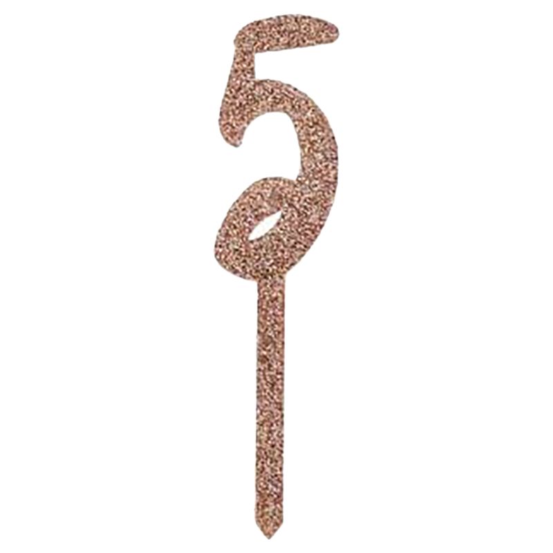 Hootyballoo - Acrylic '5' Cake Topper - Rose Gold 