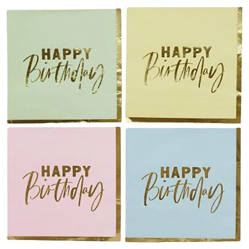 Hootyballoo - Pastel 'Happy Birthday' Paper Napkins - 16pcs