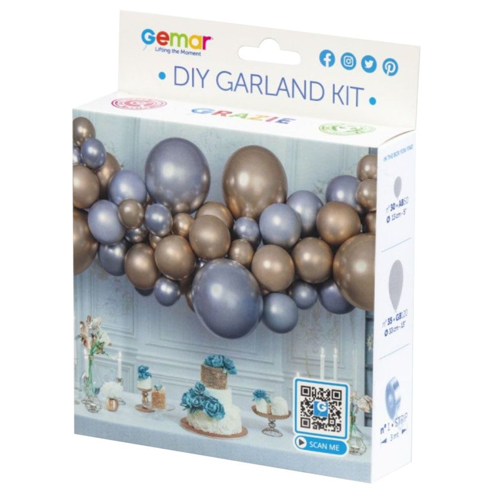 Gemar - DIY Balloon Garland Kit - Shiny Gold & Silver