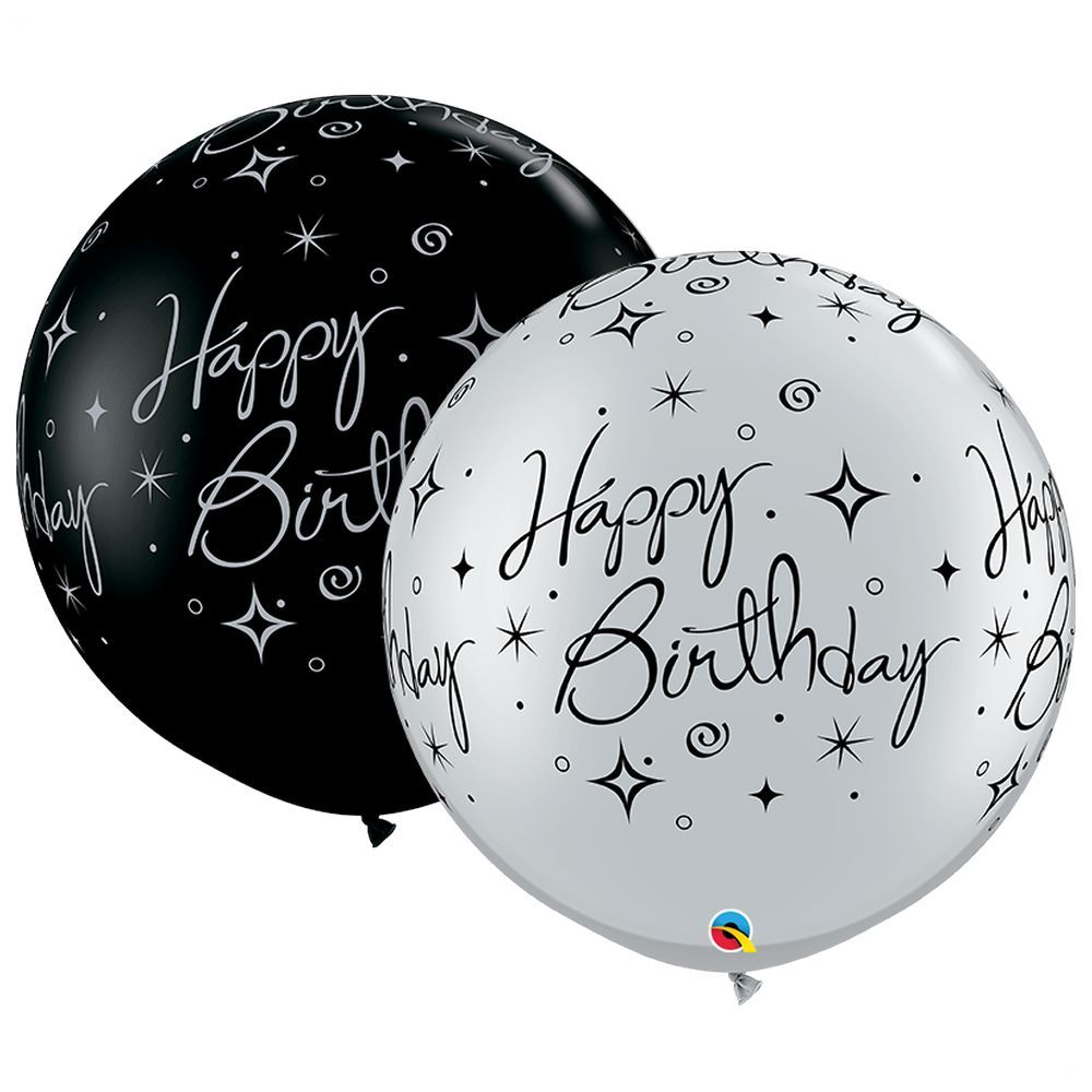 Qualatex - Birthday Swirls-A-Round Balloon - 2pcs - 30-Inch