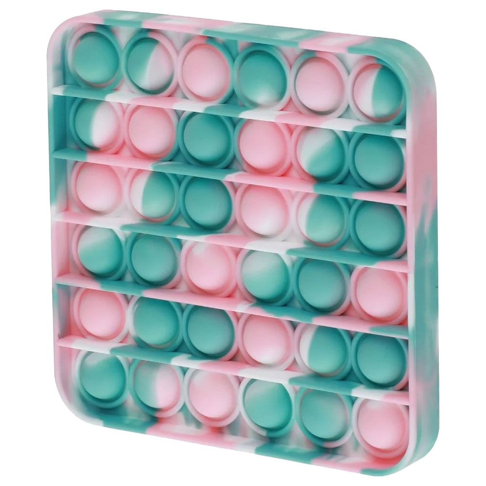 Squizz Toys - Pop The Bubble Square Tie Toy - Green/Pink