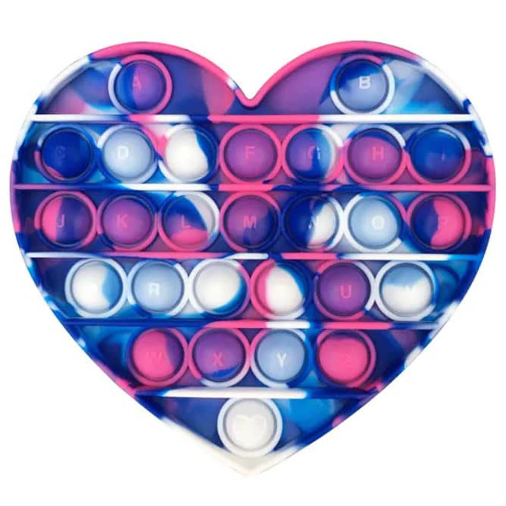 Squizz Toys - Pop The Bubble Heart Tie Toy - Blue/Pink