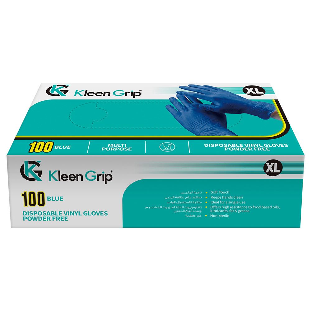 Kleen Grip - Disposable Vinyl Gloves 100pcs - Blue - XL