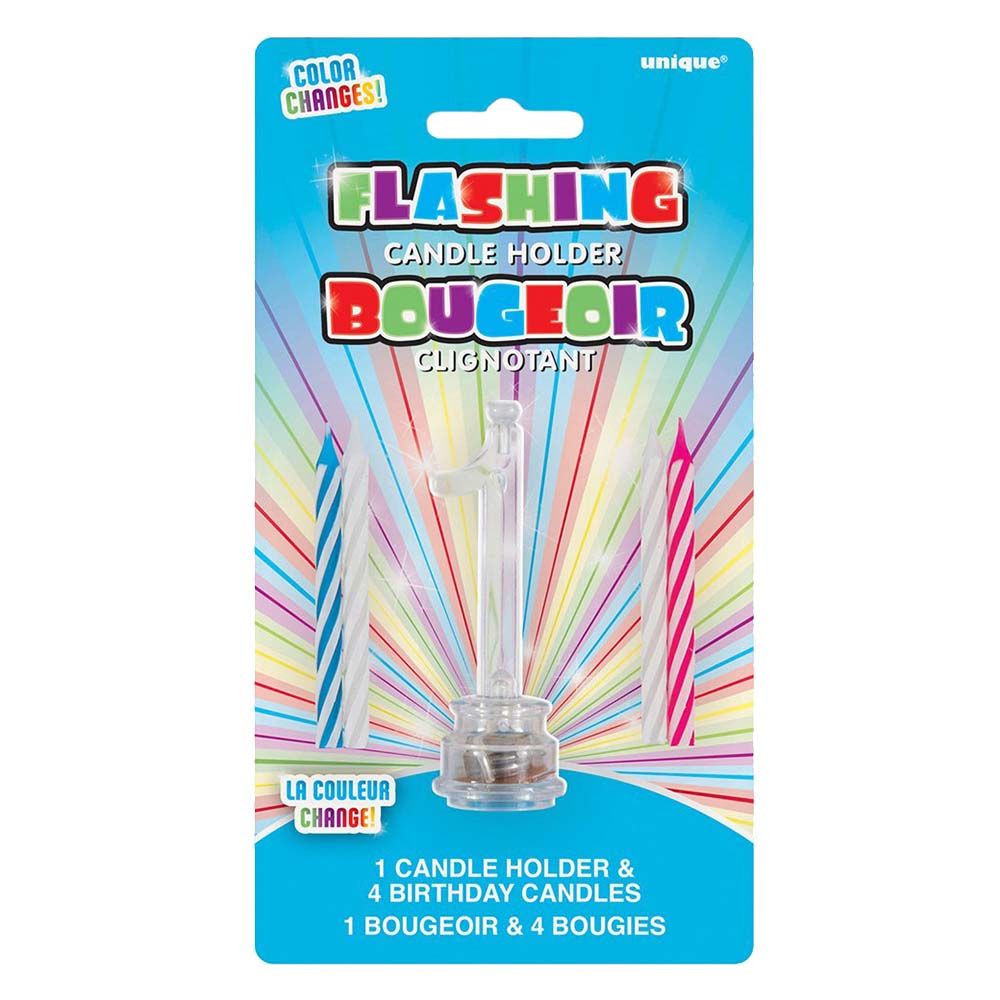 Party Zone - Flashing Candle Holders Numeral 1 with Candles