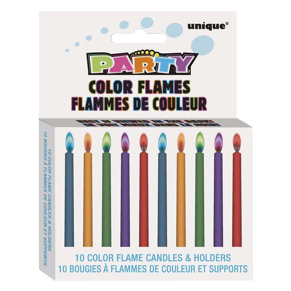 Party Zone - Color Flame Birthday Candle 10 with Holder