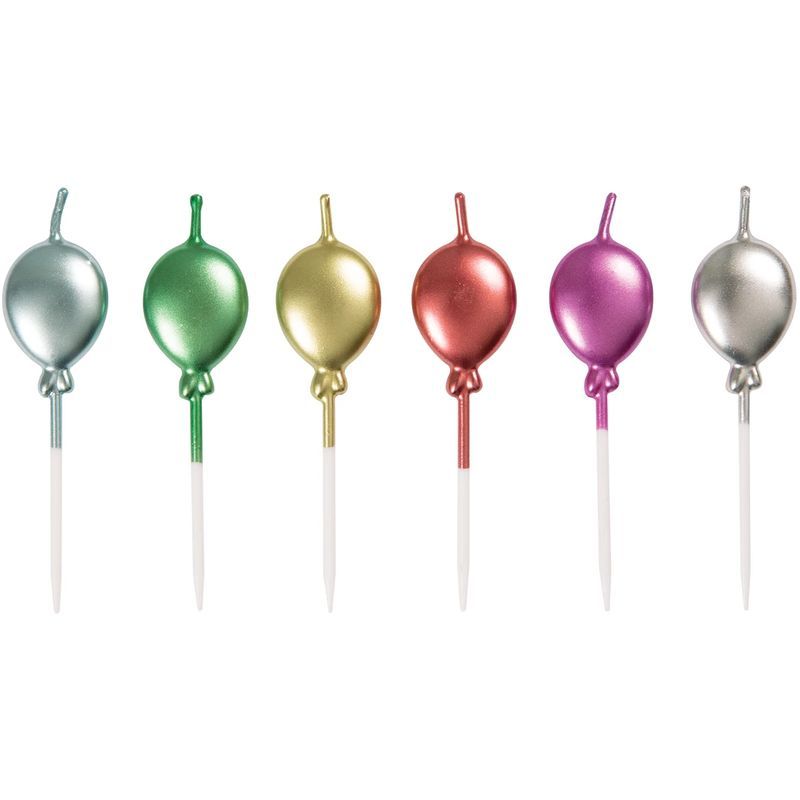 Unique - Metallic Balloon Picks Candle 6pcs