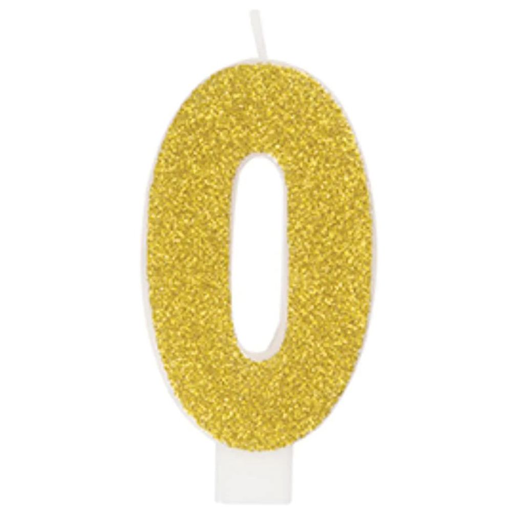 Unique - Number 0 Glitter One Side Printed Candle