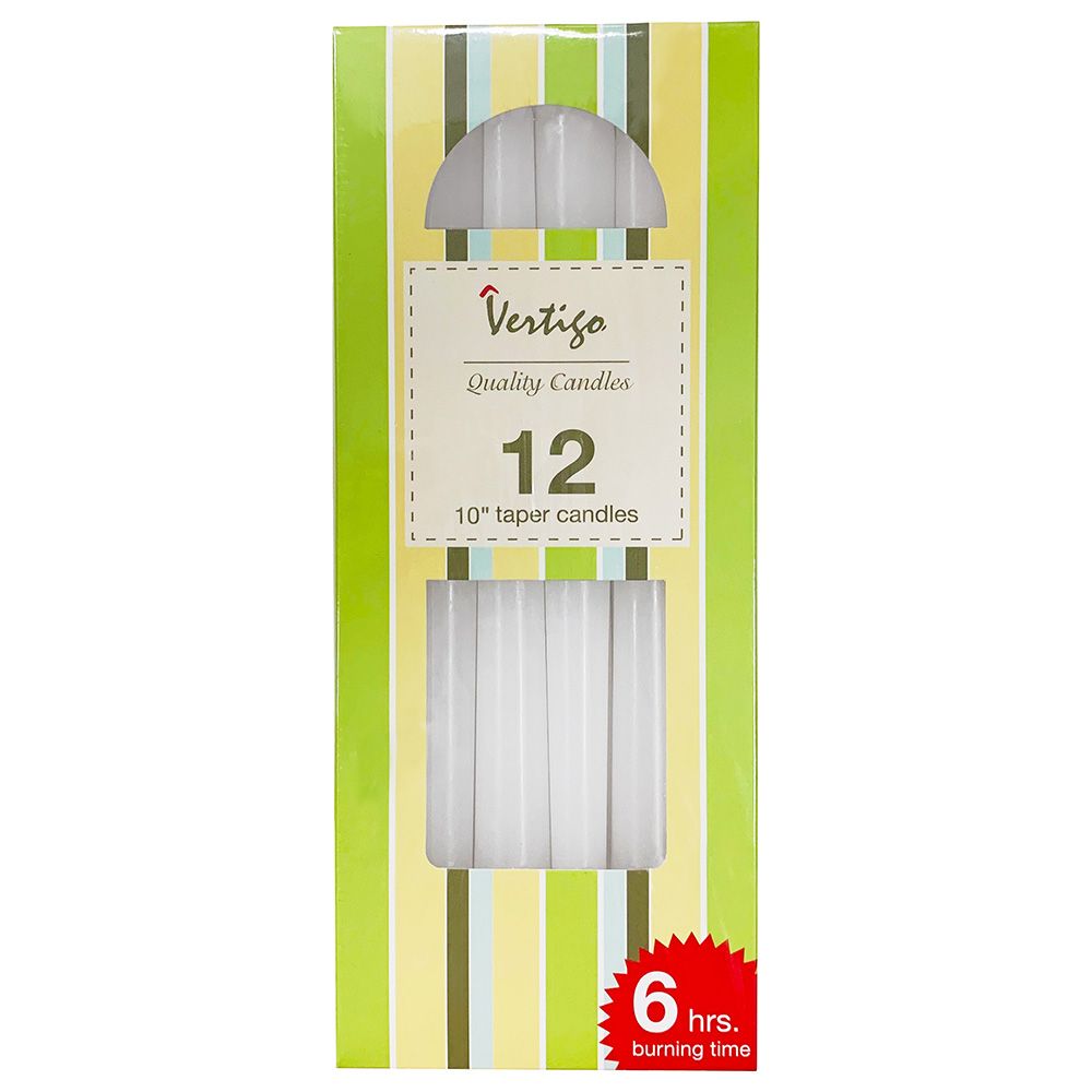 Vertigo - 6 Hours Taper Candles - 12pcs - White