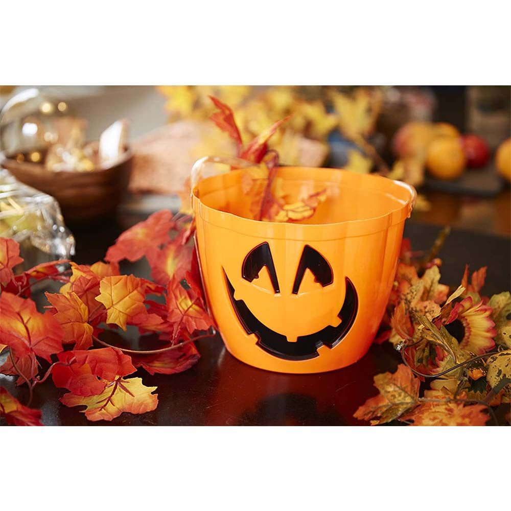 Party Magic - Pumpkin Bucket With Flashing Light - Orange