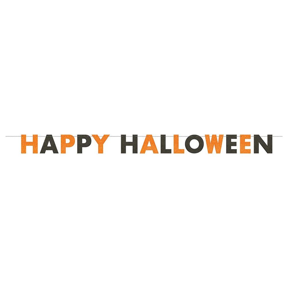 Unique - Happy Halloween Glitter Banner 9ft. 1pc