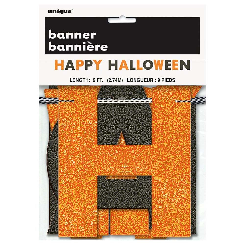 Unique - Happy Halloween Glitter Banner 9ft. 1pc