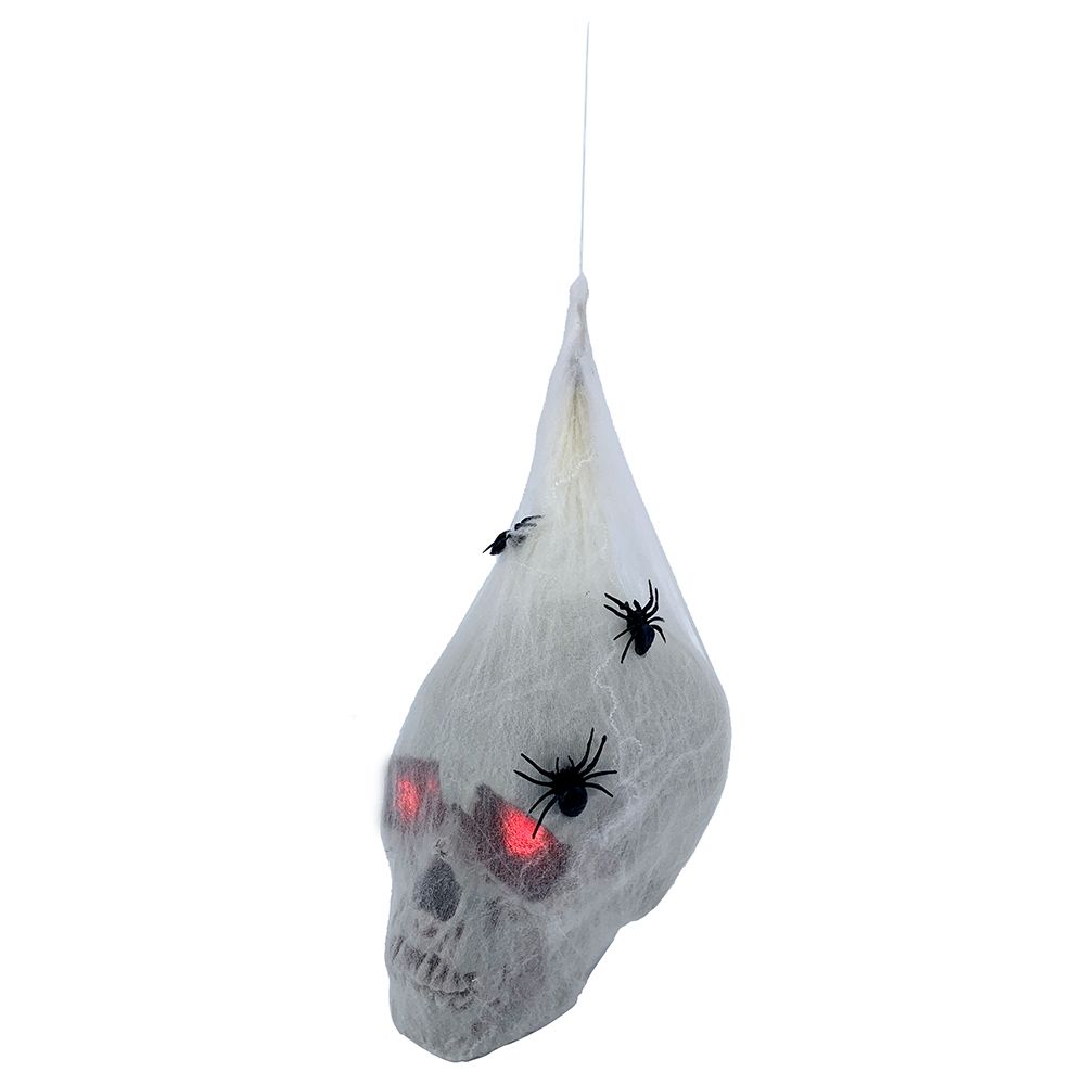 Party Magic - LED Hanging Skull W/ Spider Web