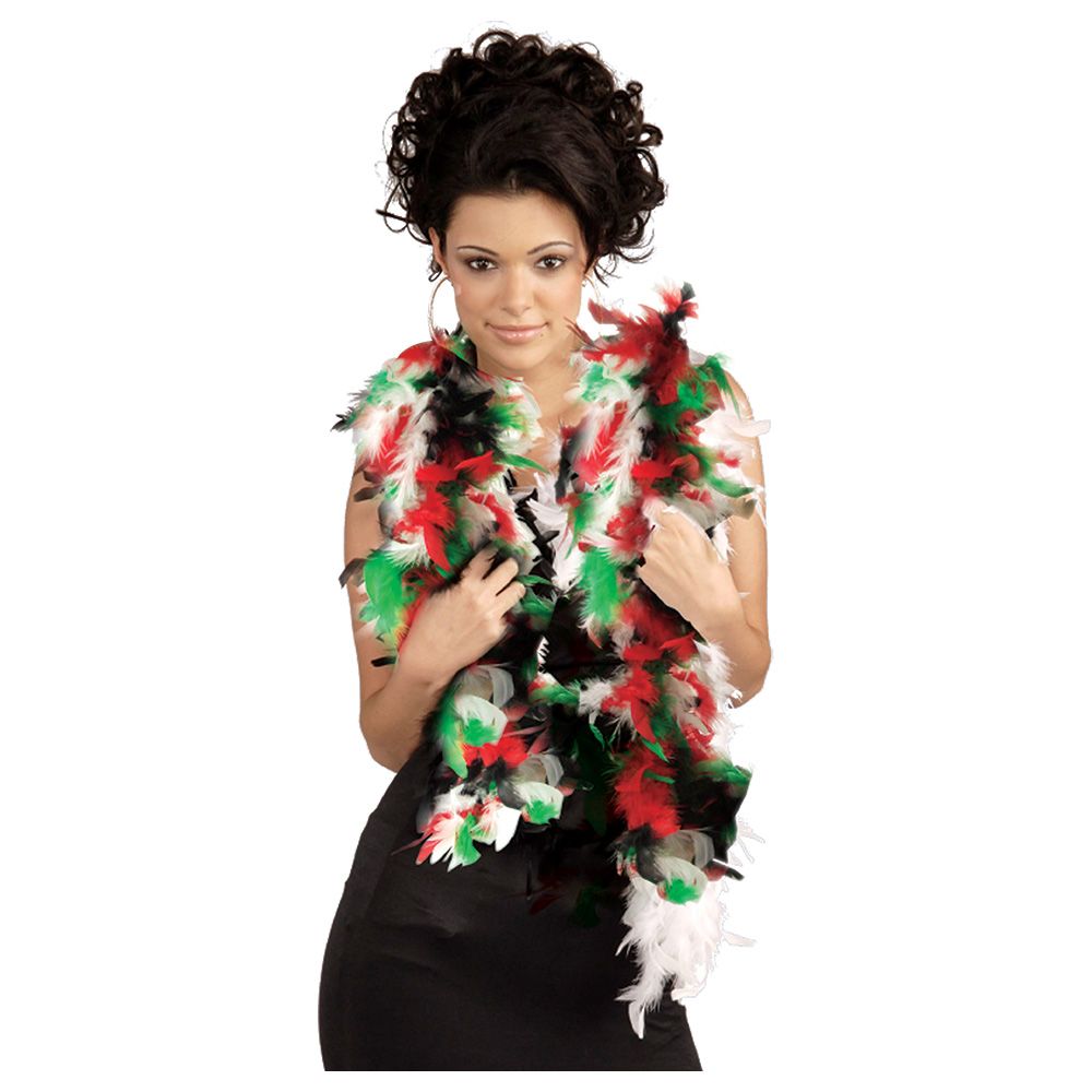 Party Magic - U.A.E Feather Boa - Red/Green/White/Black