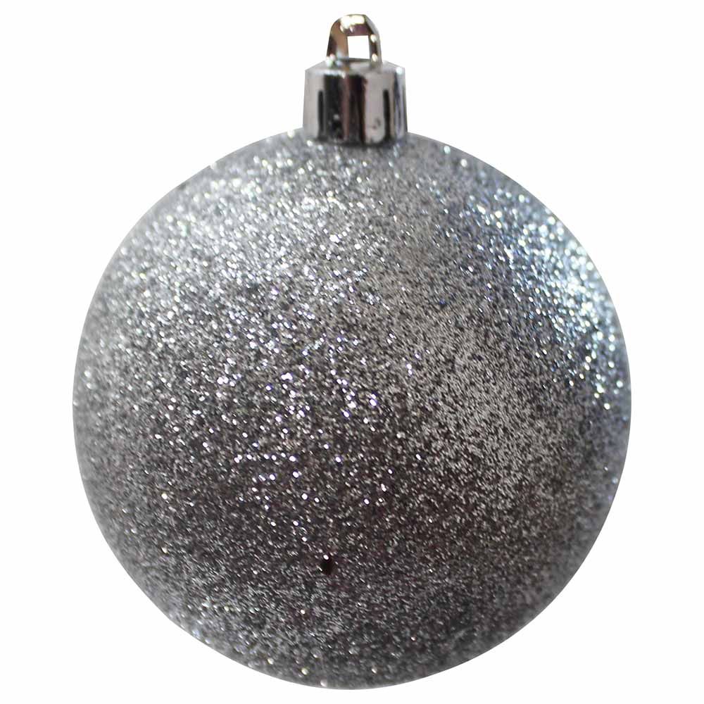 Christmas Magic - 18pcs Shiny Matte Glitter Balls 5cm - Silver