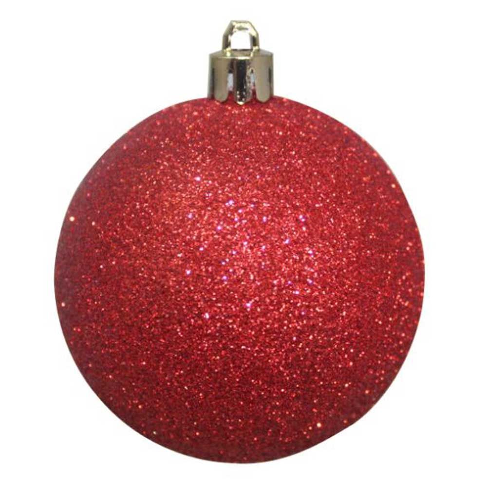 Christmas Magic - Shiny Matt Glitter Balls 7 cm Pack of 12 - Red