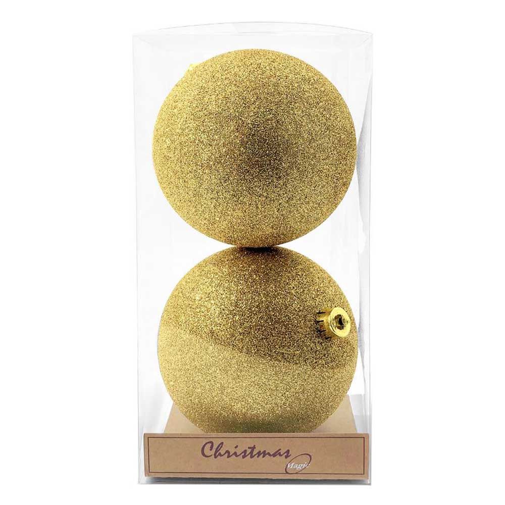 Christmas Magic - Glitter Christmas Bauble 12 cm Pack of 2 - Gold