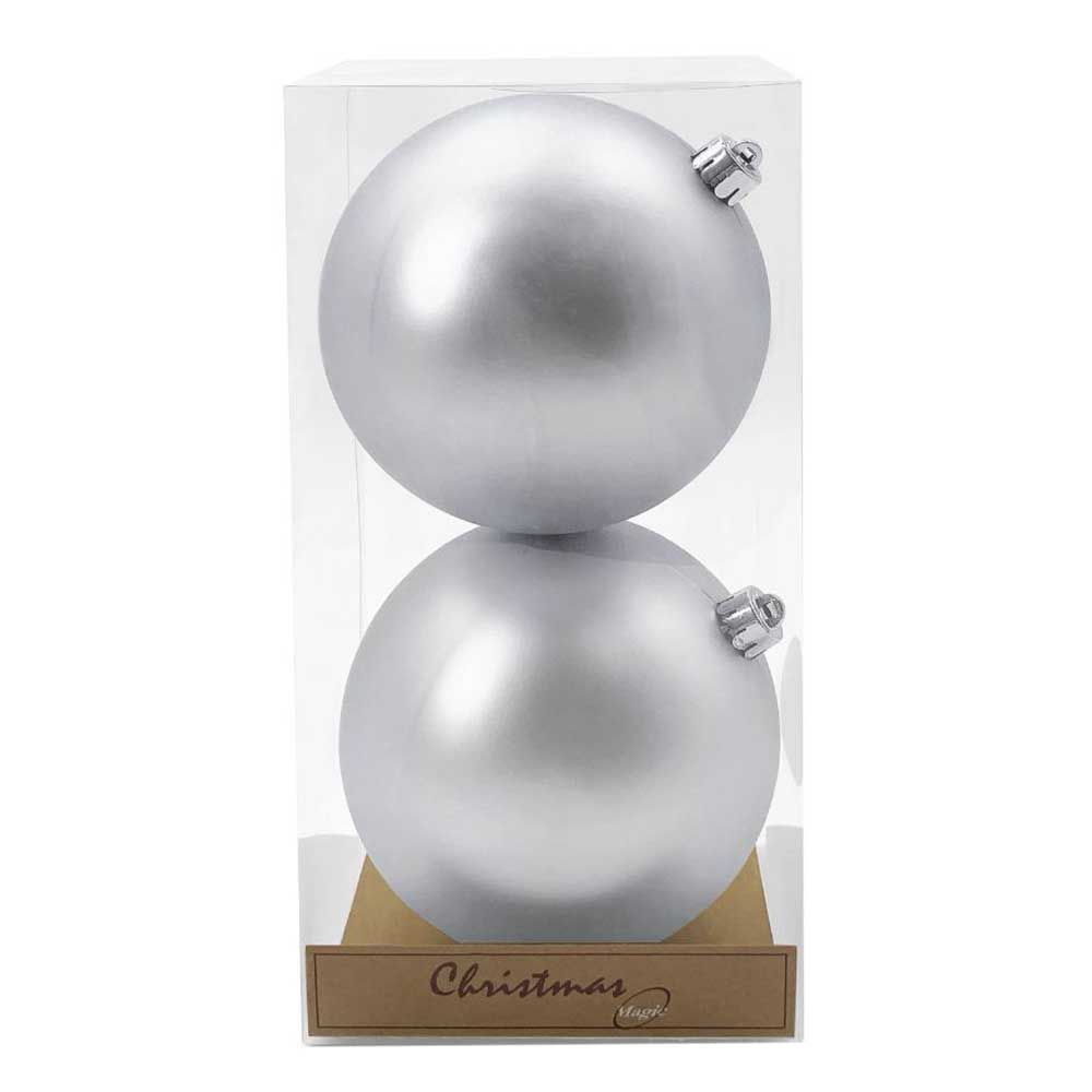 Christmas Magic - Matt Christmas Bauble 12 cm Pack of 2 - Silver