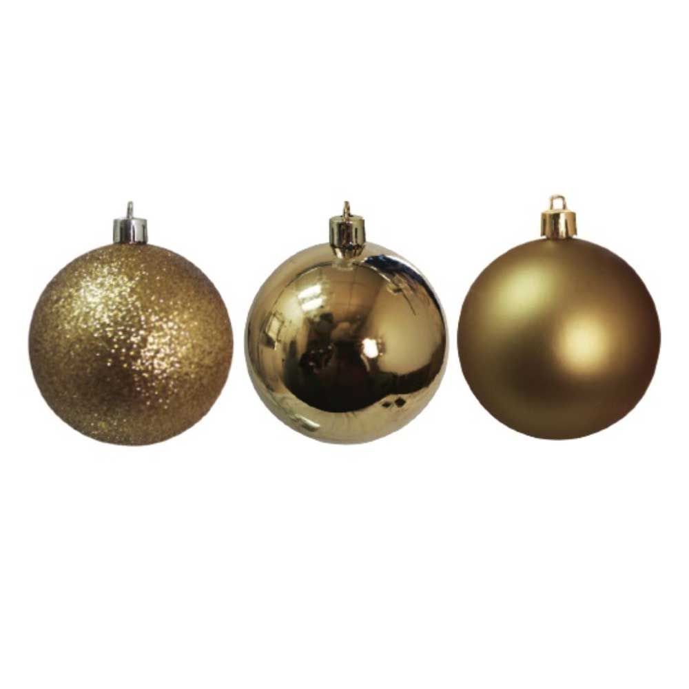 Christmas Magic - Shiny Matt Glitter Balls 7 cm Pack of 12 - Gold