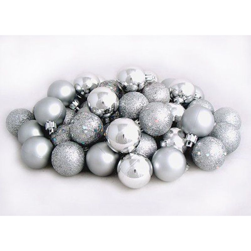 Christmas Magic - 36pcs Christmas Balls Shiny Matt Glitter 3cm - Silver