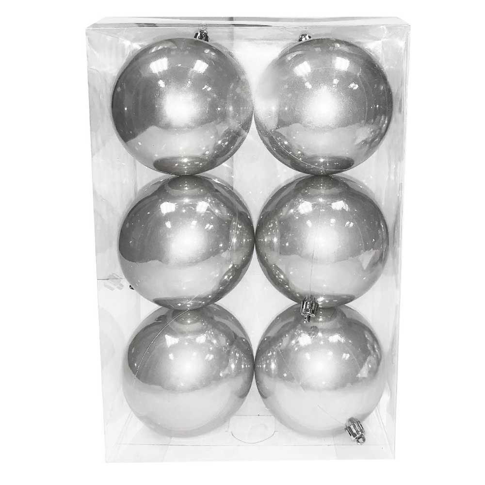 Christmas Magic - Pearl Finish Balls 10 cm - Pack of 6 - Silver