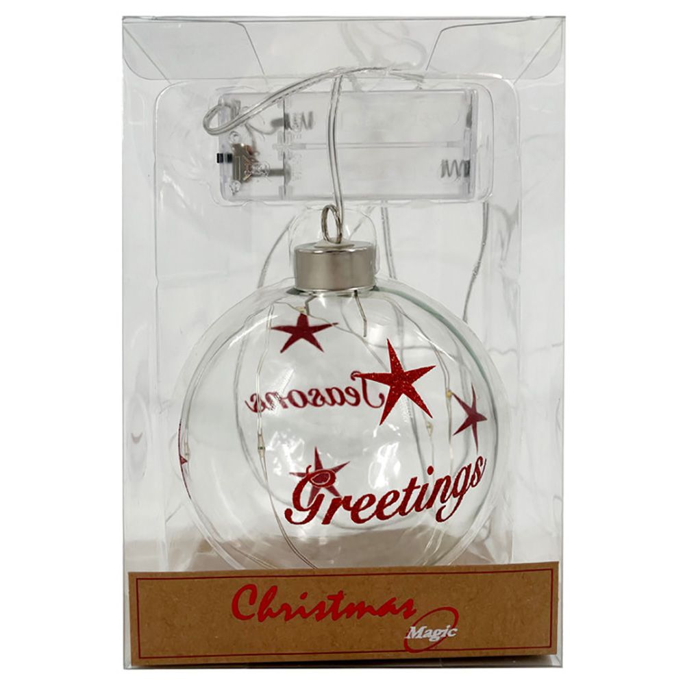 Party Magic - Glass Bauble Clear w/ Led Light 10cm 