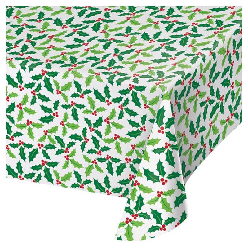 Party Zone - Holly Tablecover Flannel Backed Vinyl 1Ct