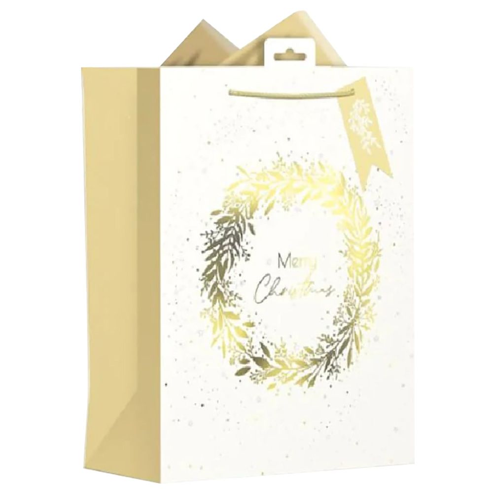 Giftmaker - Gold & Cream Wreath Gift Bag - L