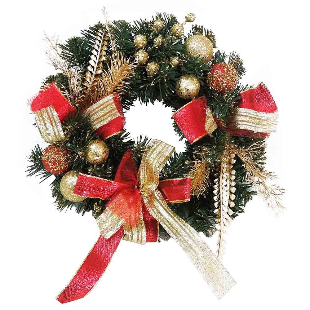 Christmas Magic - Decorated Wreath - 30cm - Gold & Red