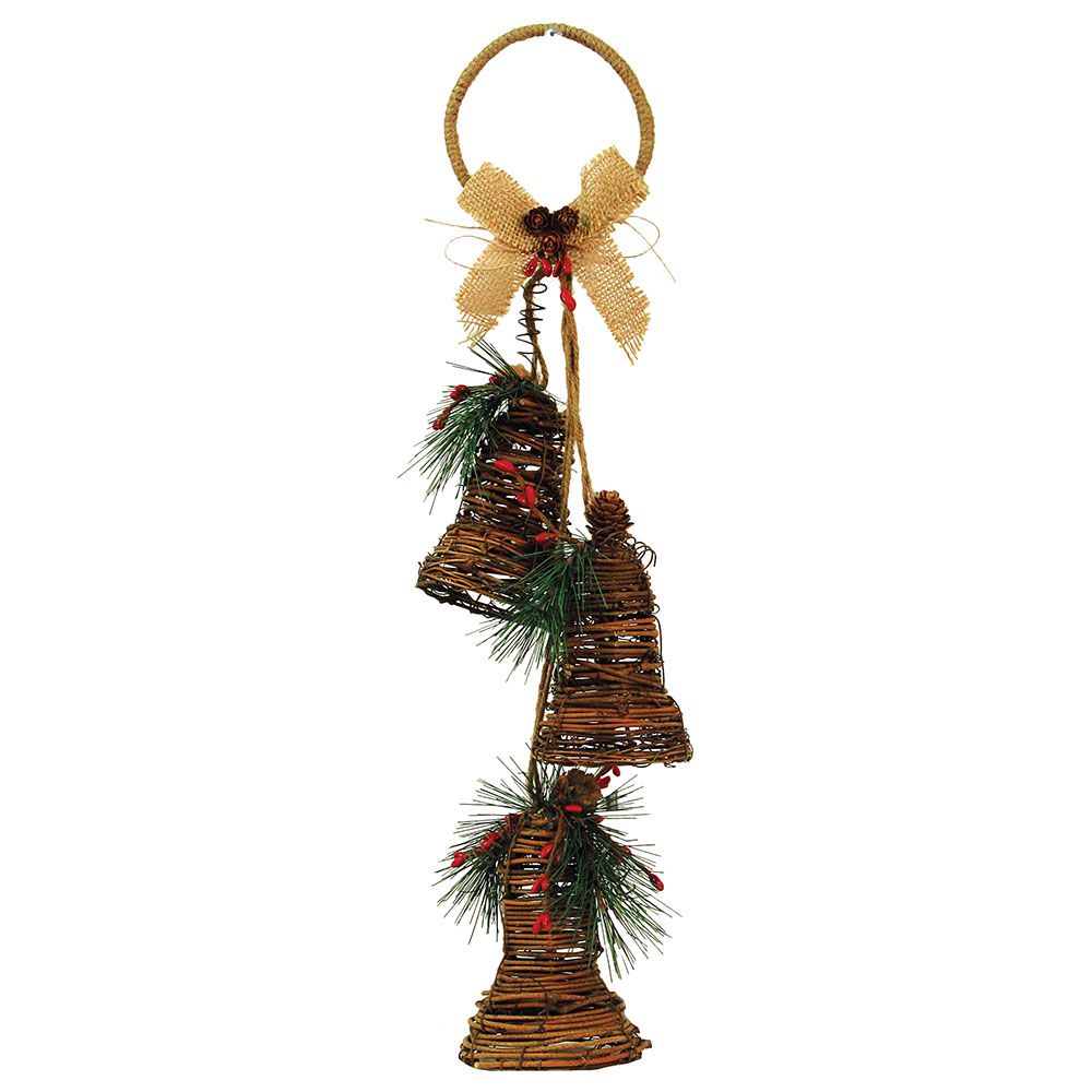 Christmas Magic - Rattan Bells Hanging Decoration 51Cm