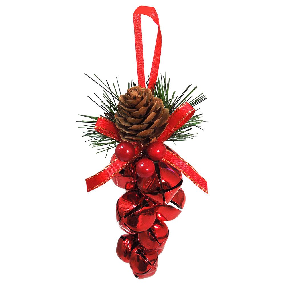 Christmas Magic - Bell Cluster 10cm - Red