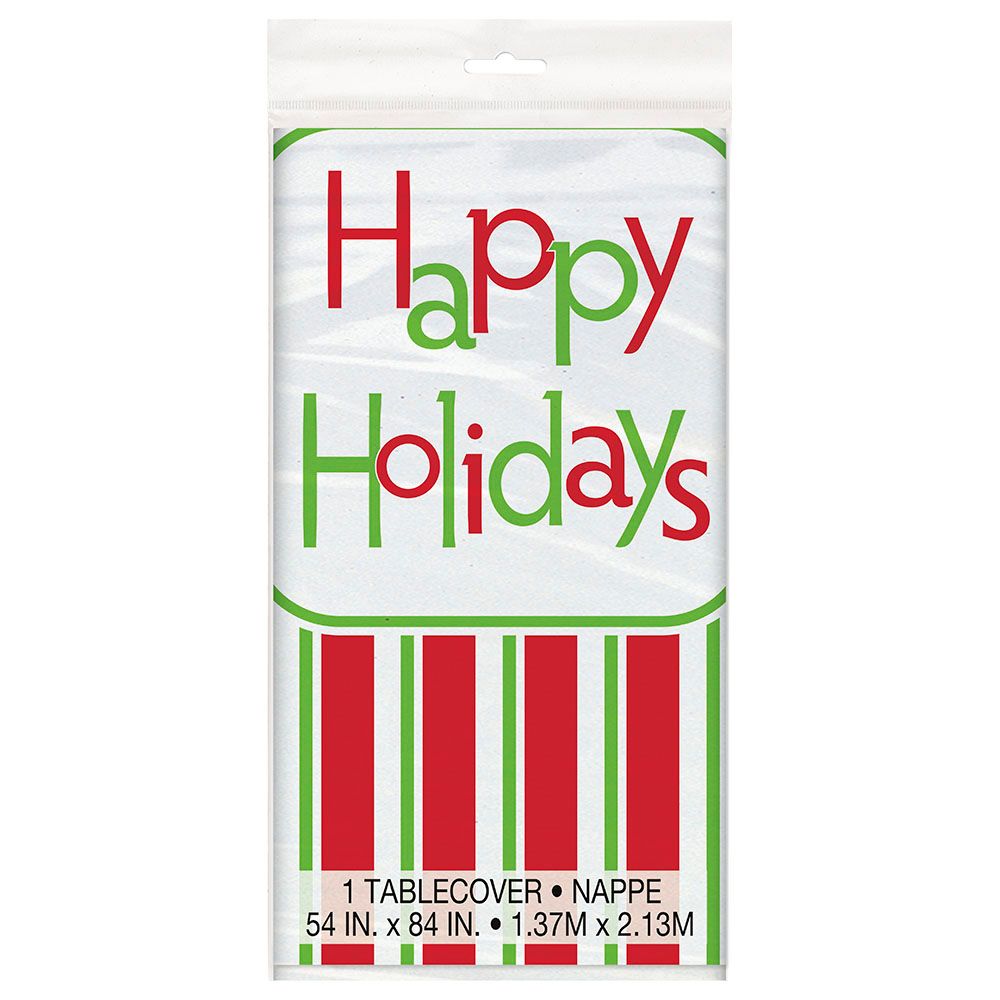 Unique - Happy Holidays Plastic Tablecover 54 x 84 inch