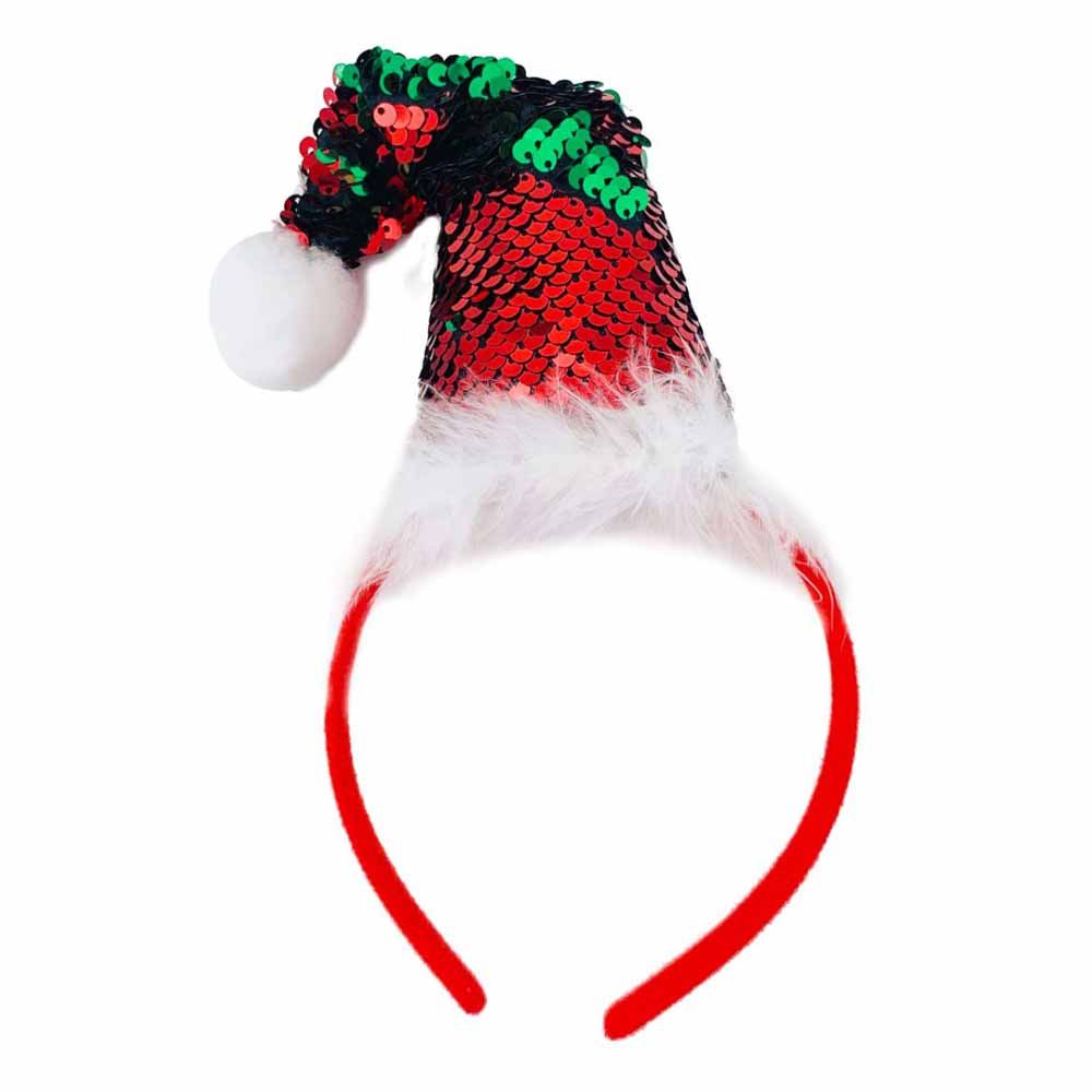 Christmas Magic - Sequins Santa Hat Headband - Red