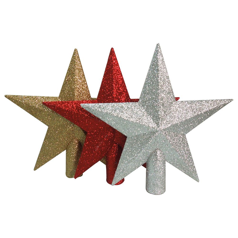 Christmas Magic - Glitter Star Tree Top 20cm - Silver