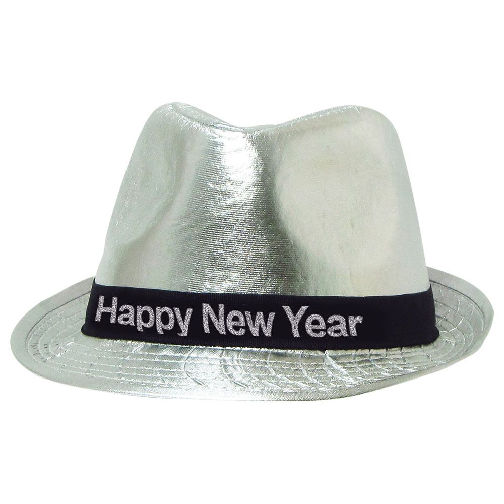 Party Magic - Glitter Happy New Year Foil Hat - Silver