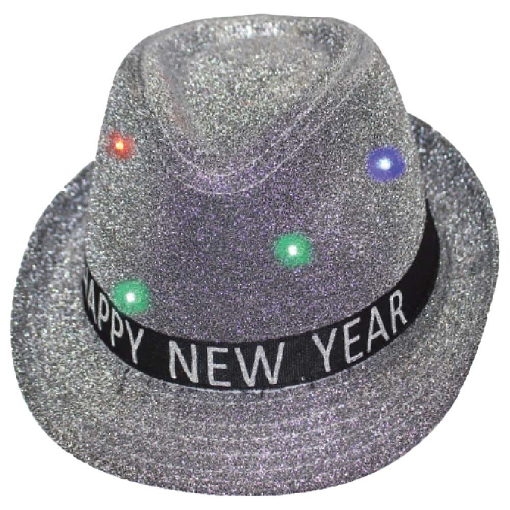 Party Magic - Glitter Happy New Year LED Hat - Grey