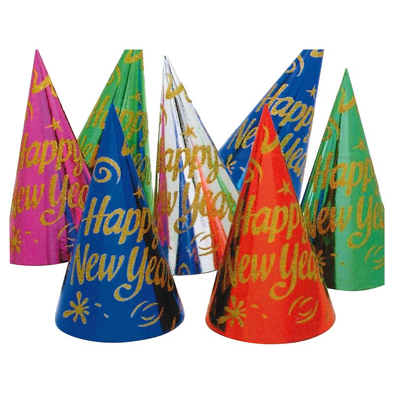 Party Magic - Foil Glittered Hats Multicolor 9in Pack of 6