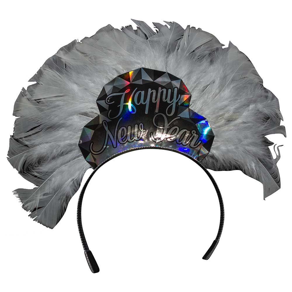 Party Magic - Deluxe Silver Diamond Feather Tiara Pack of 2