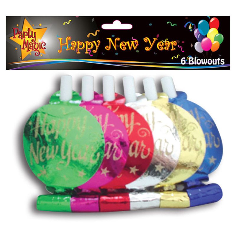 Party Magic - Happy New Year Glitter Blowouts - Pack of 6