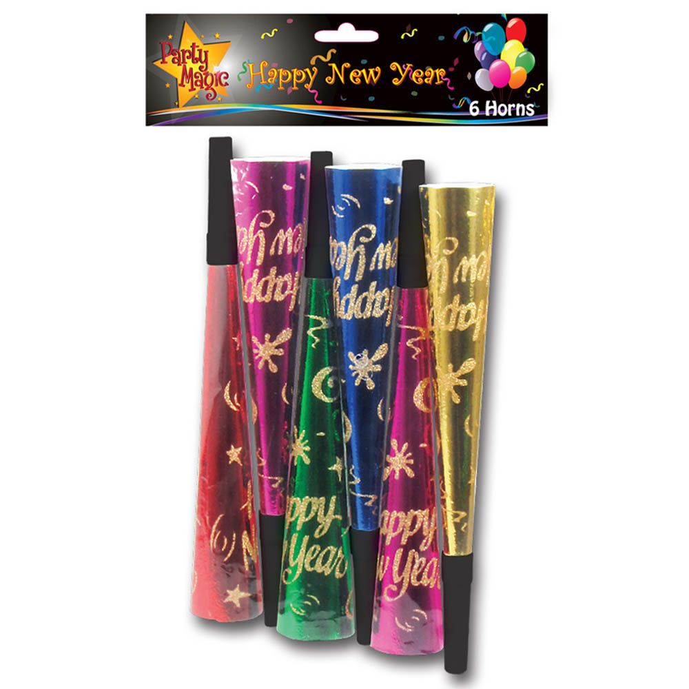 Party Magic - Happy New Year Horns - Pack of 6