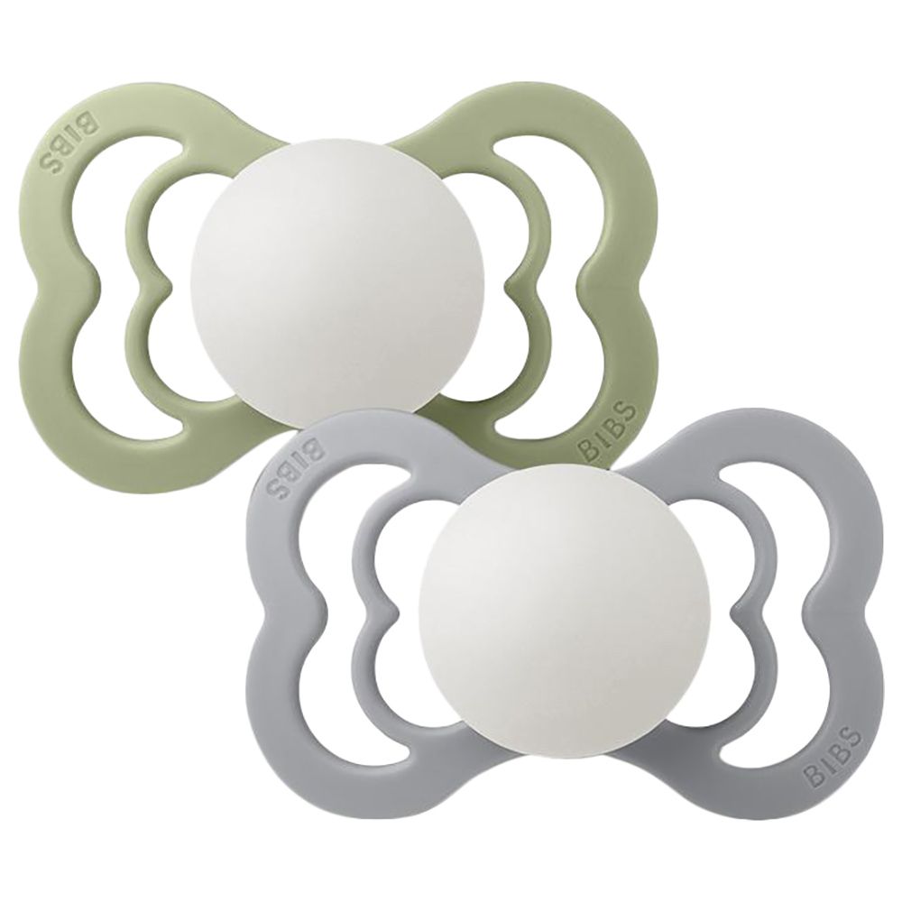 Bibs - Silicone Supreme Pacifier Pack Of 2 Size 1 Green/Grey