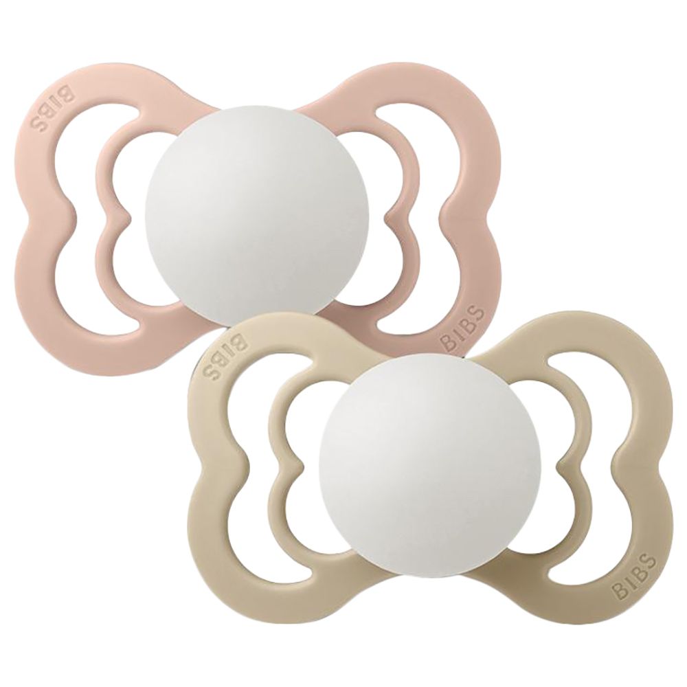 Bibs - Silicone Supreme Pacifier - 0-6M - Pack Of 2 - Size 1 Pink/Beige