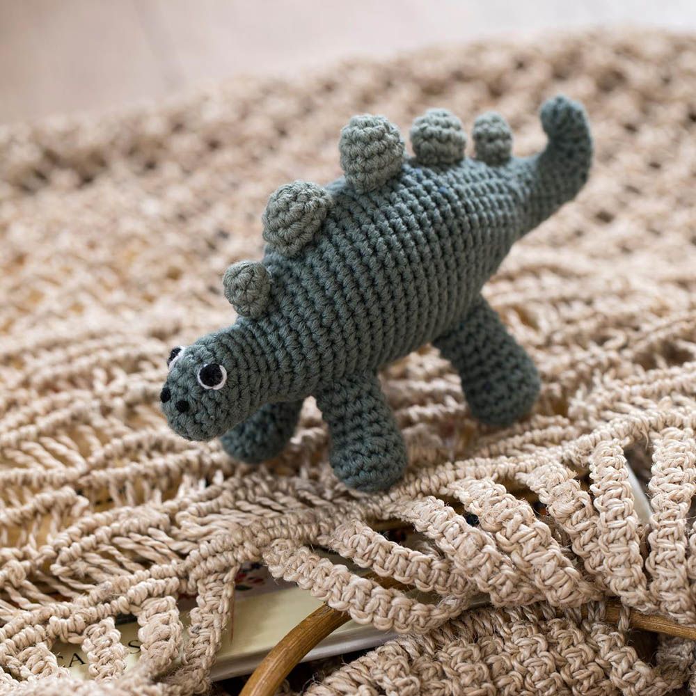 Sebra - Crochet Rattle Dino - Green