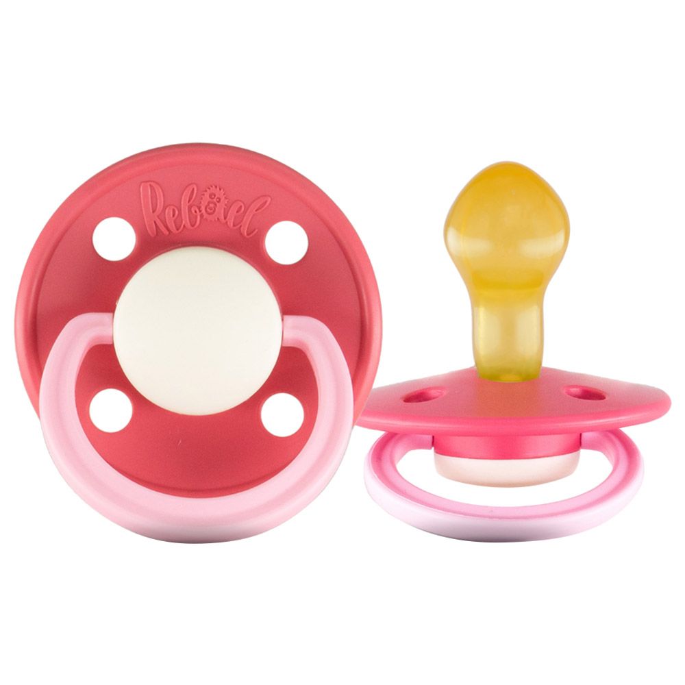 Rebael - Fashion Round Pacifier S2 6M+ - Hot Pearly Flamingo