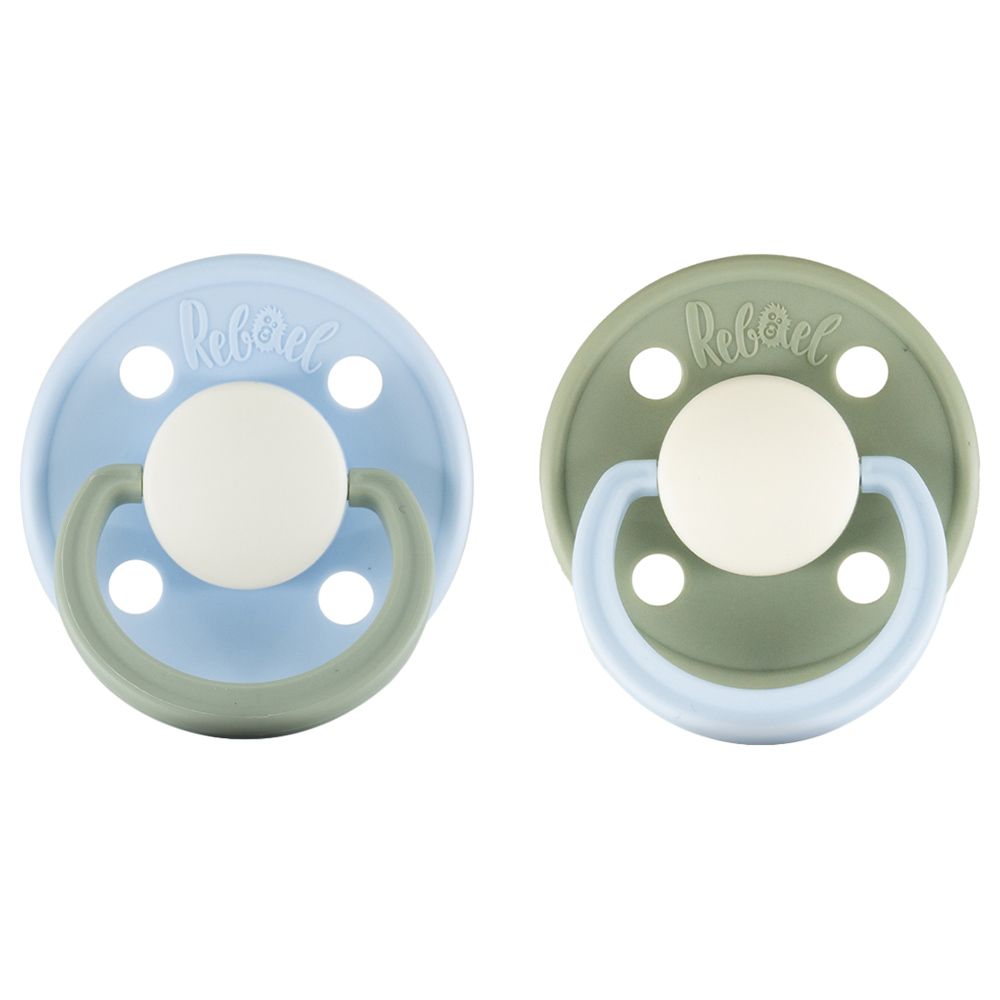 Rebael - Fashion Round Pacifier S1 0-6M - Pack of 2 - Dolphin/Elephant