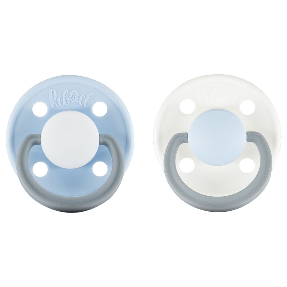 Rebael - Fashion Round Pacifier S1 0-6M - Pack of 2 - WhitePony/SkyPony