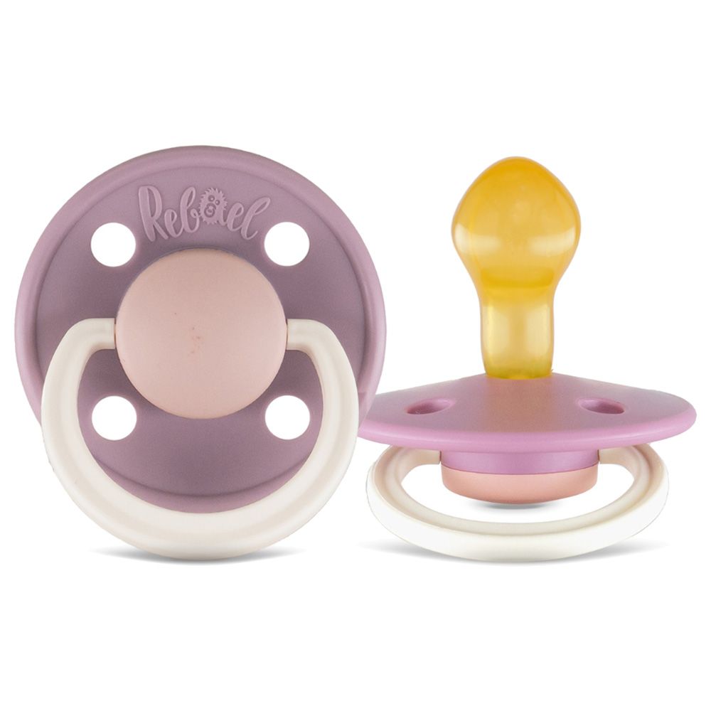 Rebael - Fashion Round Pacifier S2 6M+ - Pack of 2 - Soft/PlumMouse